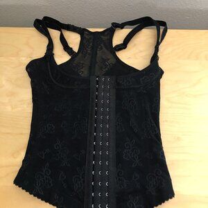 Lola Bird Floral Lace Corset Bustier Women's size M Black Witchy Steampunk NEW